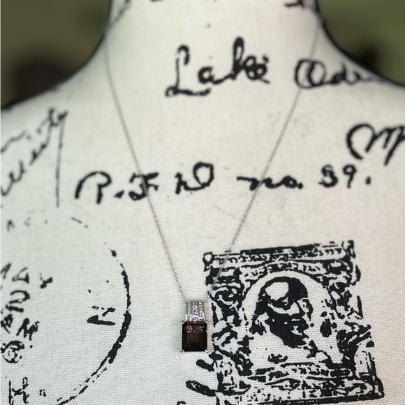 Brazilian Smoky Quartz accented with Pink Sapphire and White Topaz 20in Necklace - Picture 2 of 7